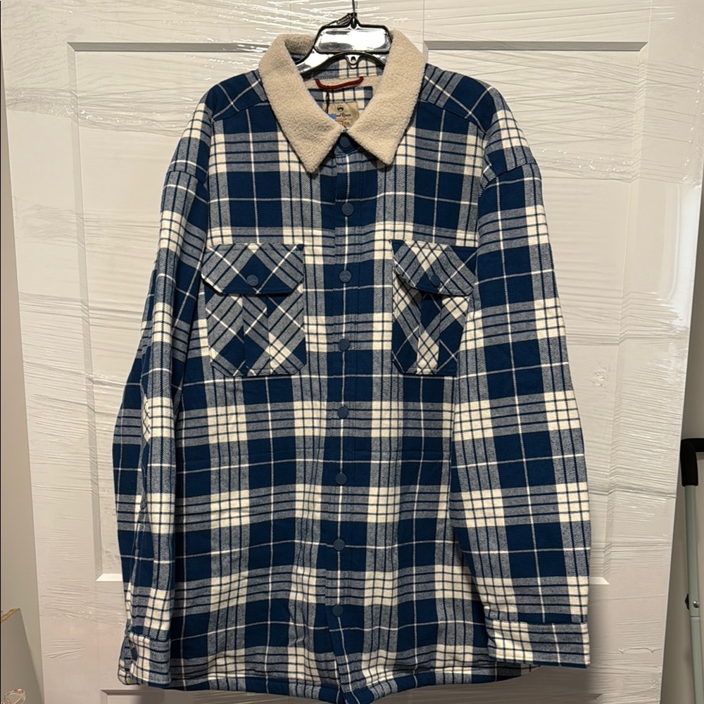 Blue and White Plaid Men's Shirt